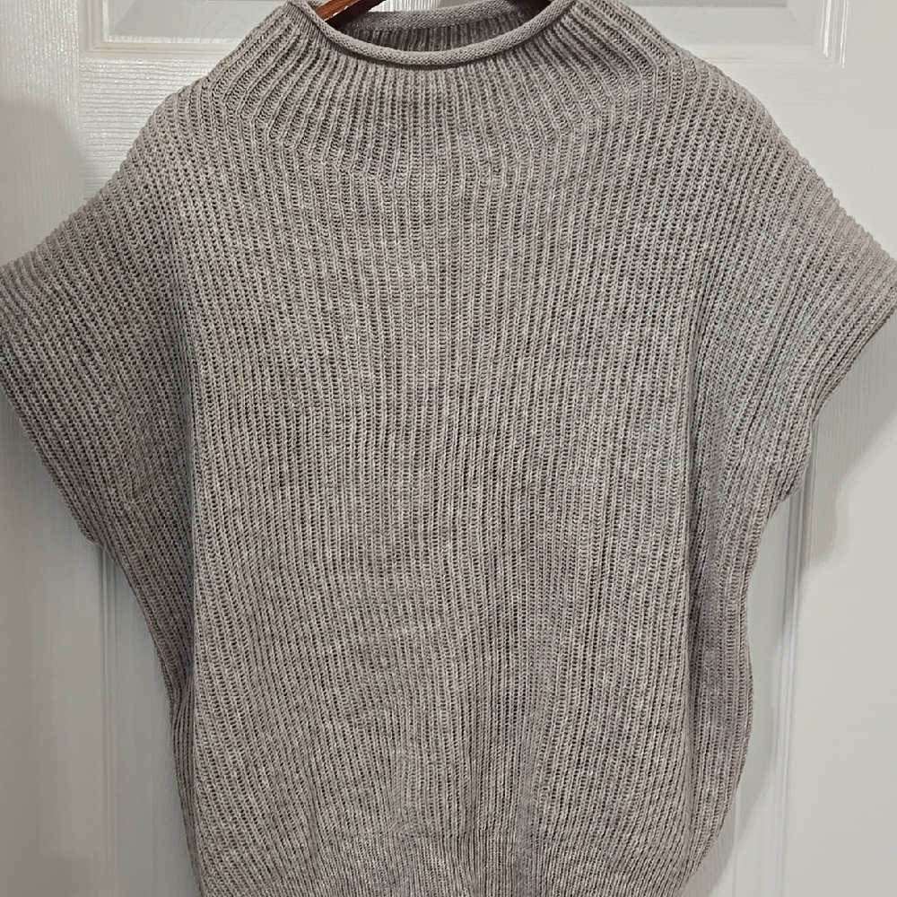 Gray Chunky Knit Cowl Neck Sweater